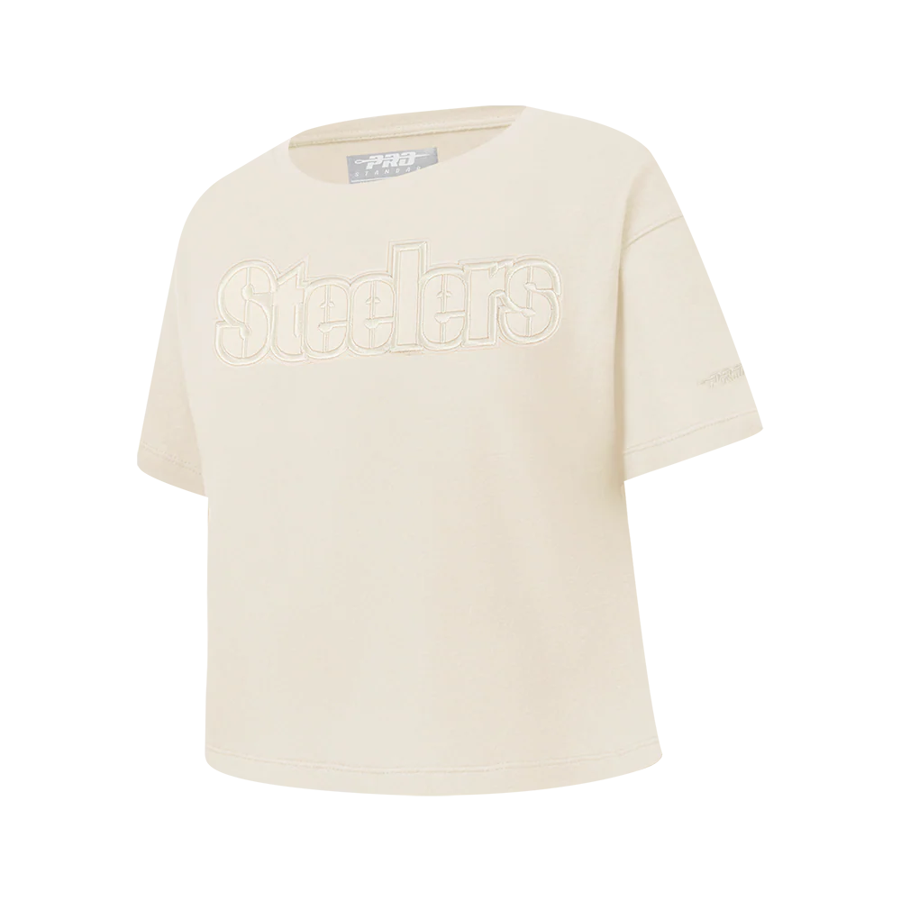 NFL PITTSBURGH STEELERS NEUTRAL BIG GIRLS SHORT SLEEVE BOXY TEE (EGGSHELL) - Image 2