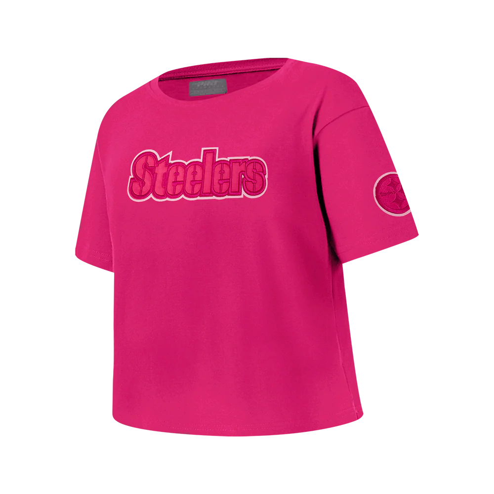 NFL PITTSBURGH STEELERS TRIPLE PINK BIG GIRLS SHORT SLEEVE BOXY TEE (BEETROOT PURPLE)