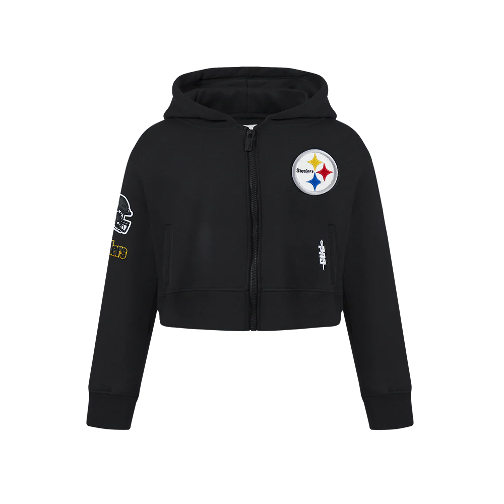 NFL PITTSBURGH STEELERS CLASSIC BIG GIRLS FLEECE FULL ZIP HOODIE (BLACK) - Image 3