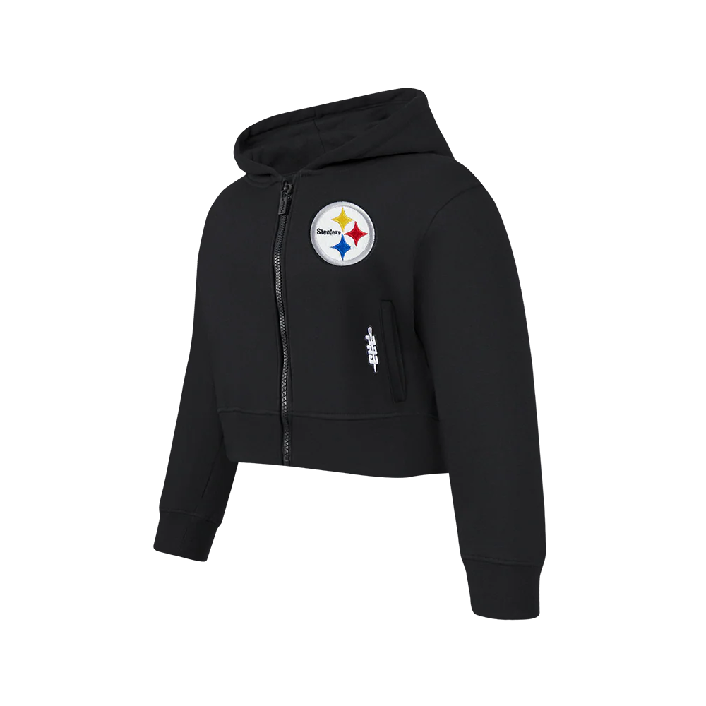 NFL PITTSBURGH STEELERS CLASSIC BIG GIRLS FLEECE FULL ZIP HOODIE (BLACK) - Image 4
