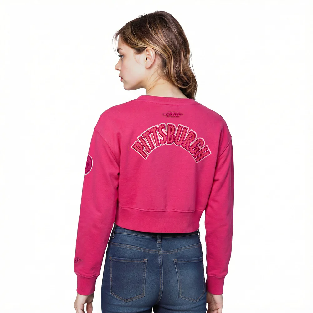 NFL PITTSBURGH STEELERS TRIPLE PINK BIG GIRLS FLEECE CREWNECK (BEETROOT PURPLE) - Image 2