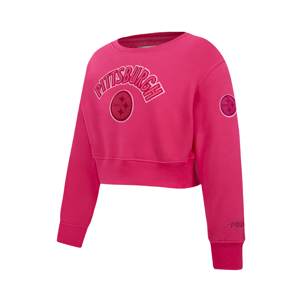 NFL PITTSBURGH STEELERS TRIPLE PINK BIG GIRLS FLEECE CREWNECK (BEETROOT PURPLE) - Image 3