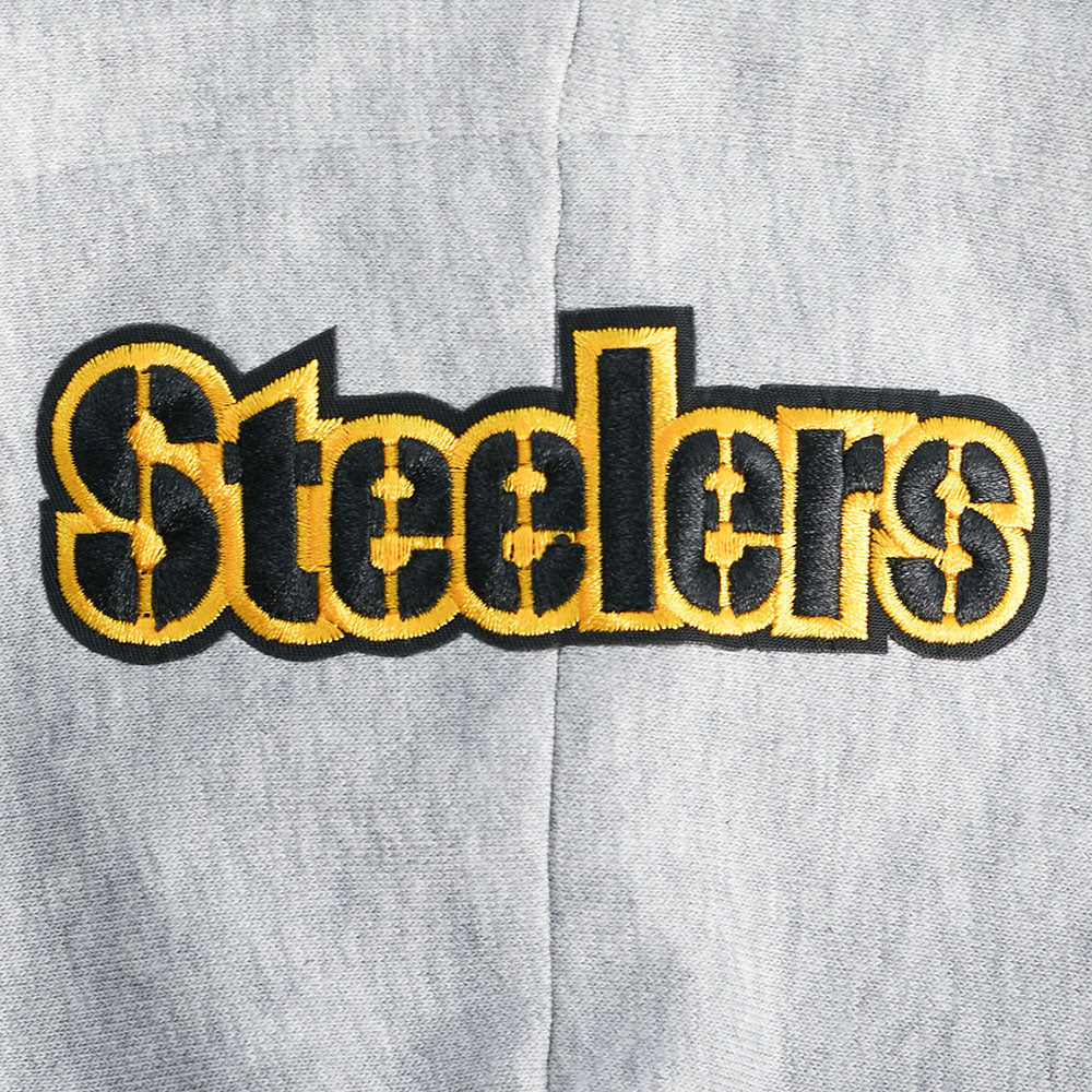 NFL PITTSBURGH STEELERS SCRIPT TAIL WOMEN'S RIB FLC CROPPED PO HOODIE (HEATHER GRAY/BLACK) - Image 5