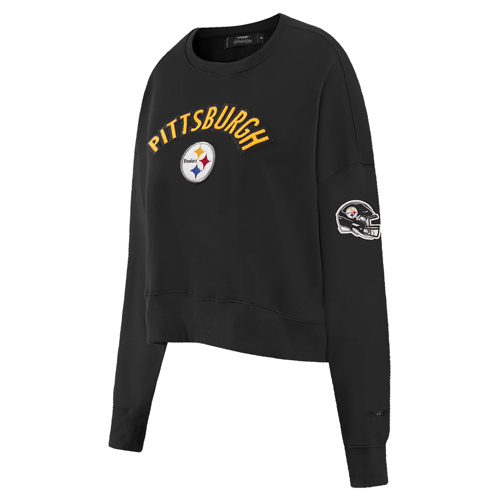 NFL PITTSBURGH STEELERS CLASSIC WOMEN'S FLEECE CREWNECK (BLACK) - Image 2