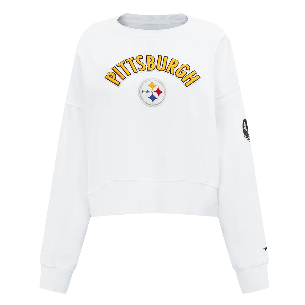 NFL PITTSBURGH STEELERS CLASSIC WOMEN'S FLEECE CREWNECK (WHITE)