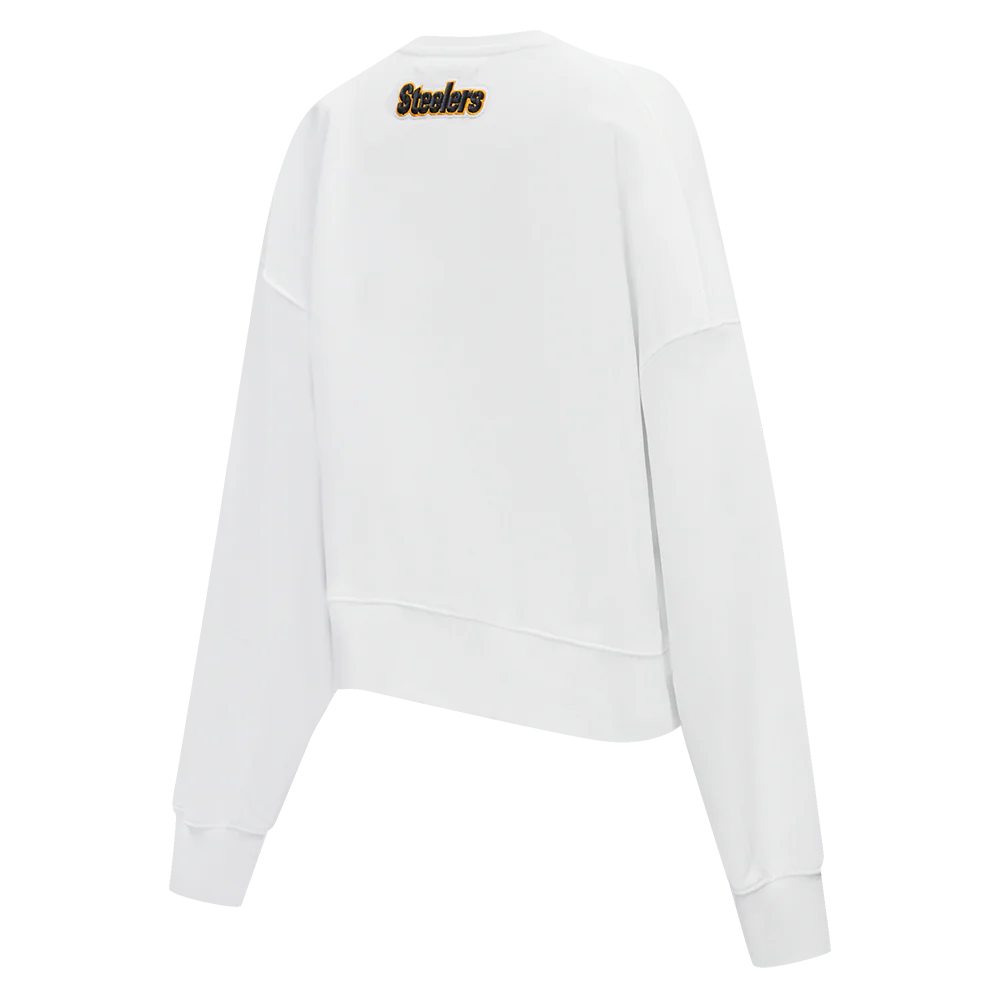 NFL PITTSBURGH STEELERS CLASSIC WOMEN'S FLEECE CREWNECK (WHITE) - Image 3