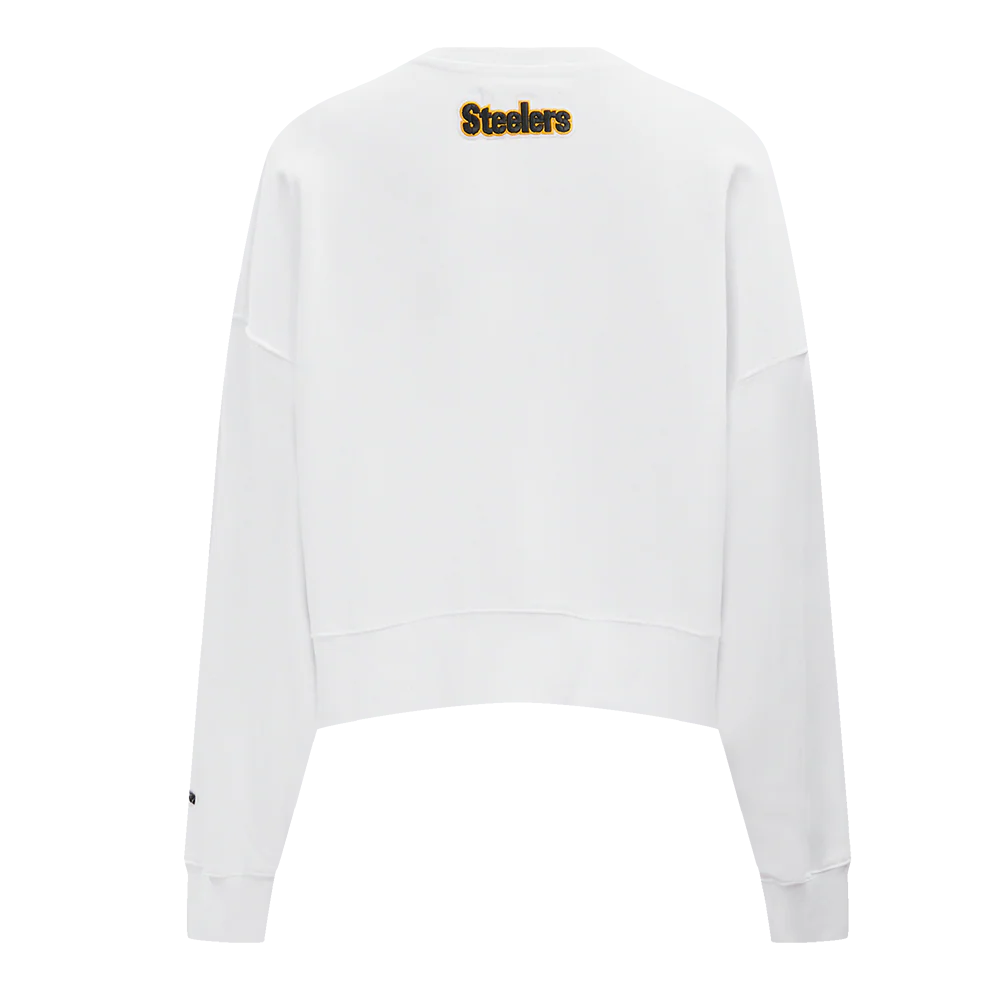 NFL PITTSBURGH STEELERS CLASSIC WOMEN'S FLEECE CREWNECK (WHITE) - Image 4