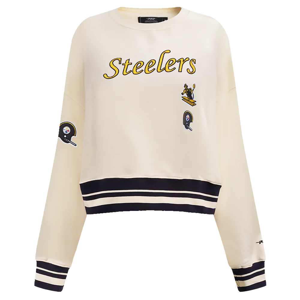NFL PITTSBURGH STEELERS RETRO CLASSIC WOMEN'S CREWNECK (EGGSHELL/ BLACK)