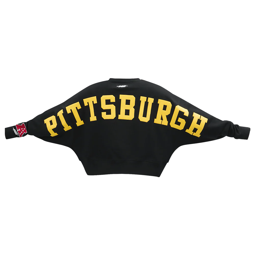 NFL PITTSBURGH STEELERS WINGSPAN WOMEN'S FLC CREWNECK (BLACK) - Image 7