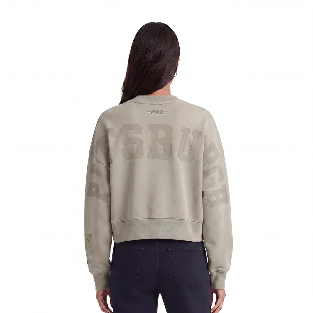 NFL PITTSBURGH STEELERS WINGSPAN WOMEN'S FLC CREWNECK (TAUPE)