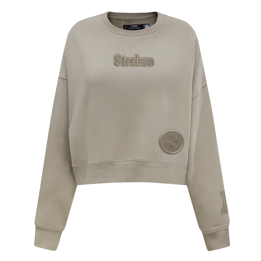 NFL PITTSBURGH STEELERS WINGSPAN WOMEN'S FLC CREWNECK (TAUPE) - Image 3