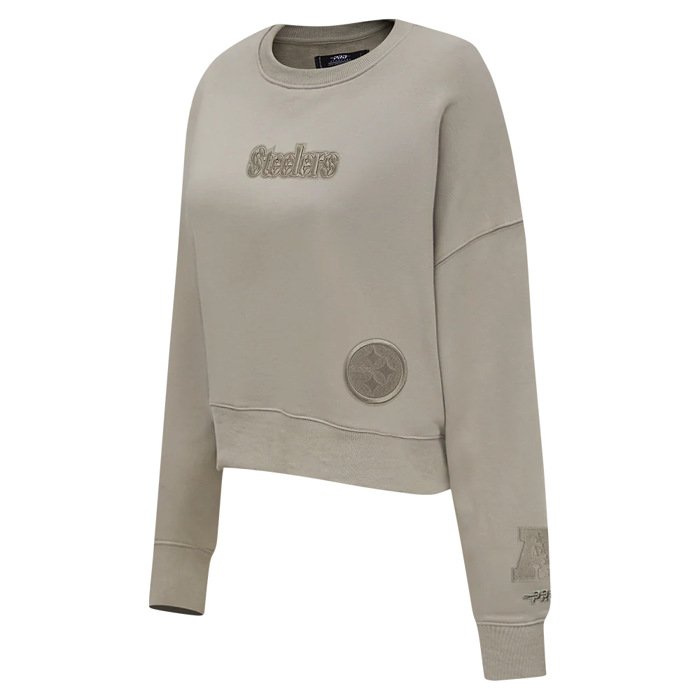 NFL PITTSBURGH STEELERS WINGSPAN WOMEN'S FLC CREWNECK (TAUPE) - Image 4