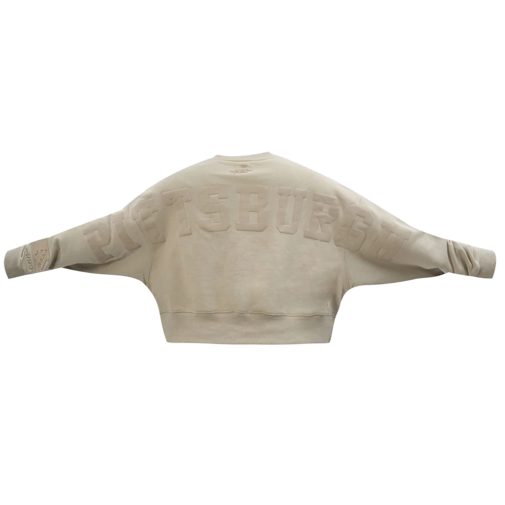 NFL PITTSBURGH STEELERS WINGSPAN WOMEN'S FLC CREWNECK (TAUPE) - Image 7