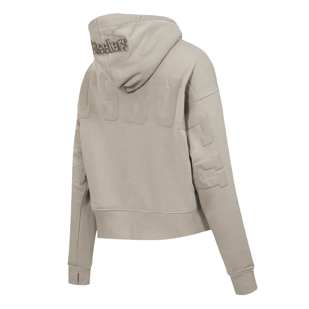 NFL PITTSBURGH STEELERS WINGSPAN WOMEN'S FLC CROPPED PO HOODIE (TAUPE) - Image 6