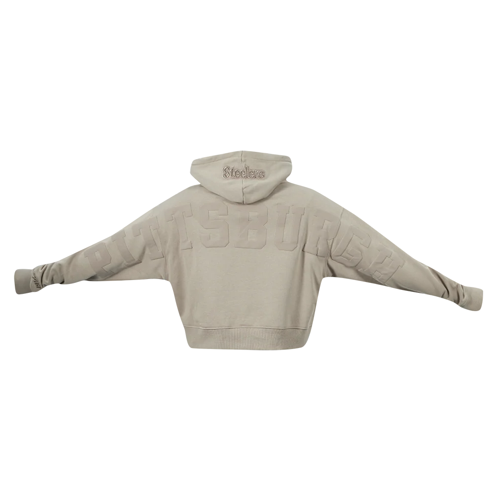 NFL PITTSBURGH STEELERS WINGSPAN WOMEN'S FLC CROPPED PO HOODIE (TAUPE) - Image 7