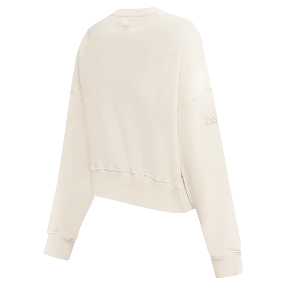 NFL PITTSBURGH STEELERS T.J. WATT #90 NEUTRAL WOMEN'S FLC CREWNECK (EGGSHELL) - Image 4