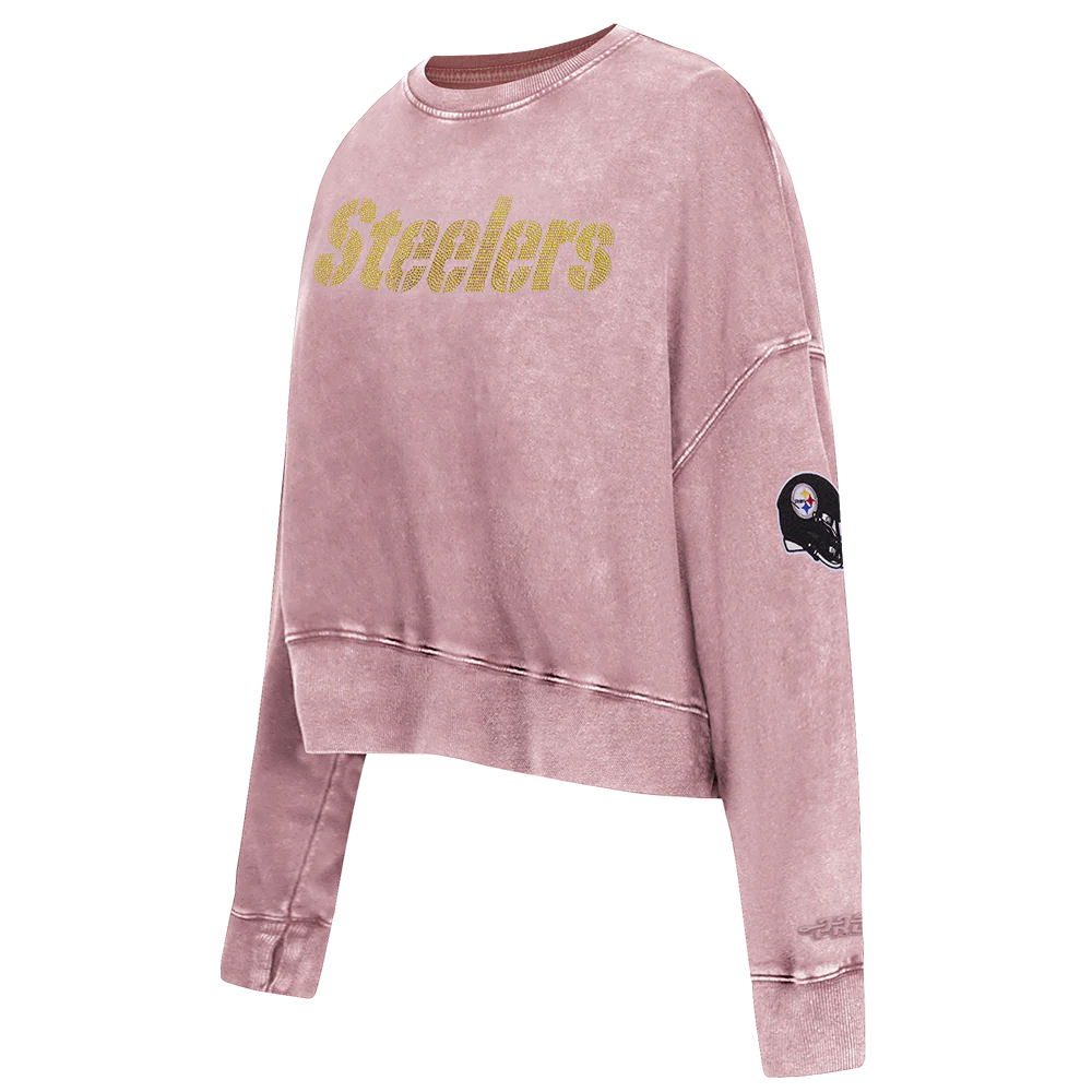 NFL PITTSBURGH STEELERS WASHED JEWELS WOMEN'S CREWNECK SWEATSHIRT (WASHED MAUVE) - Image 3