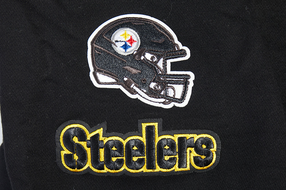 NFL PITTSBURGH STEELERS CLASSIC WOMEN'S FLEECE CROPPED PULLOVER HOODIE (BLACK) - Image 5
