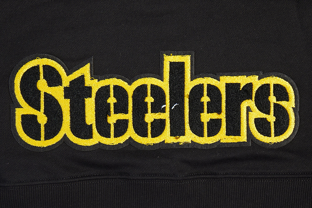 NFL PITTSBURGH STEELERS CLASSIC WOMEN'S FLEECE CROPPED PULLOVER HOODIE (BLACK) - Image 7