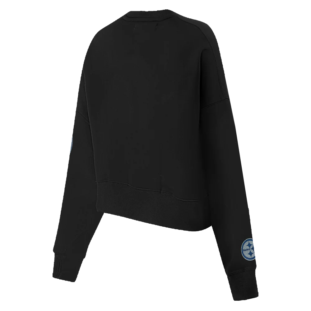 NFL PITTSBURGH STEELERS VARSITY BLUES WOMEN'S CREWNECK (BLACK) - Image 4