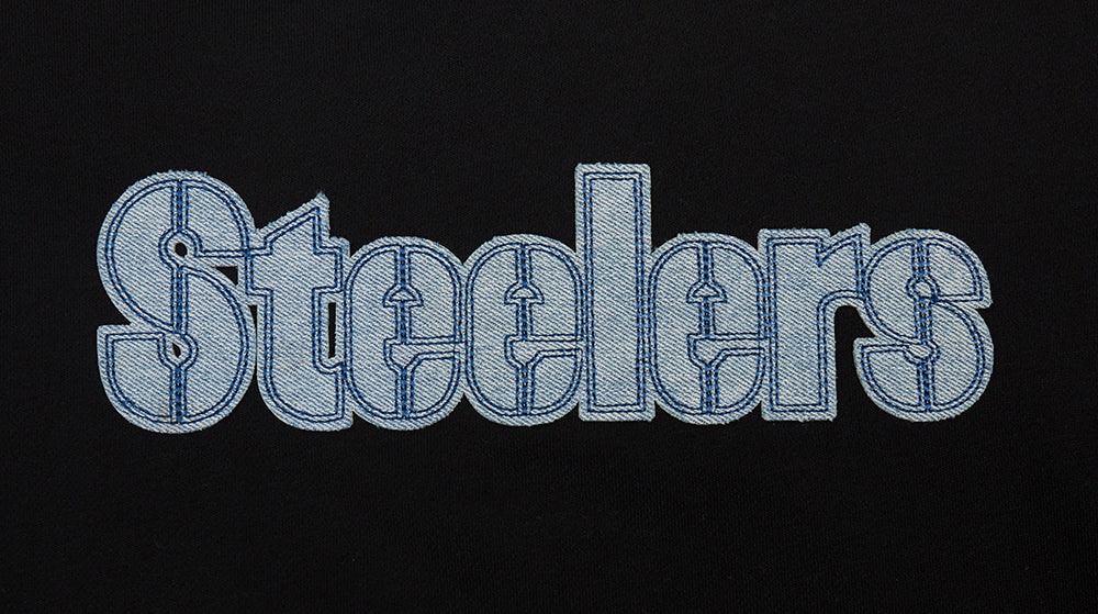 NFL PITTSBURGH STEELERS VARSITY BLUES WOMEN'S CREWNECK (BLACK) - Image 5