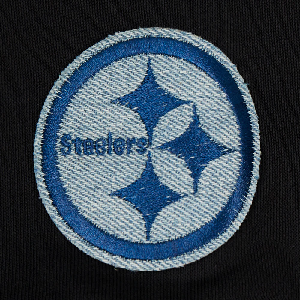 NFL PITTSBURGH STEELERS VARSITY BLUES WOMEN'S CREWNECK (BLACK) - Image 6