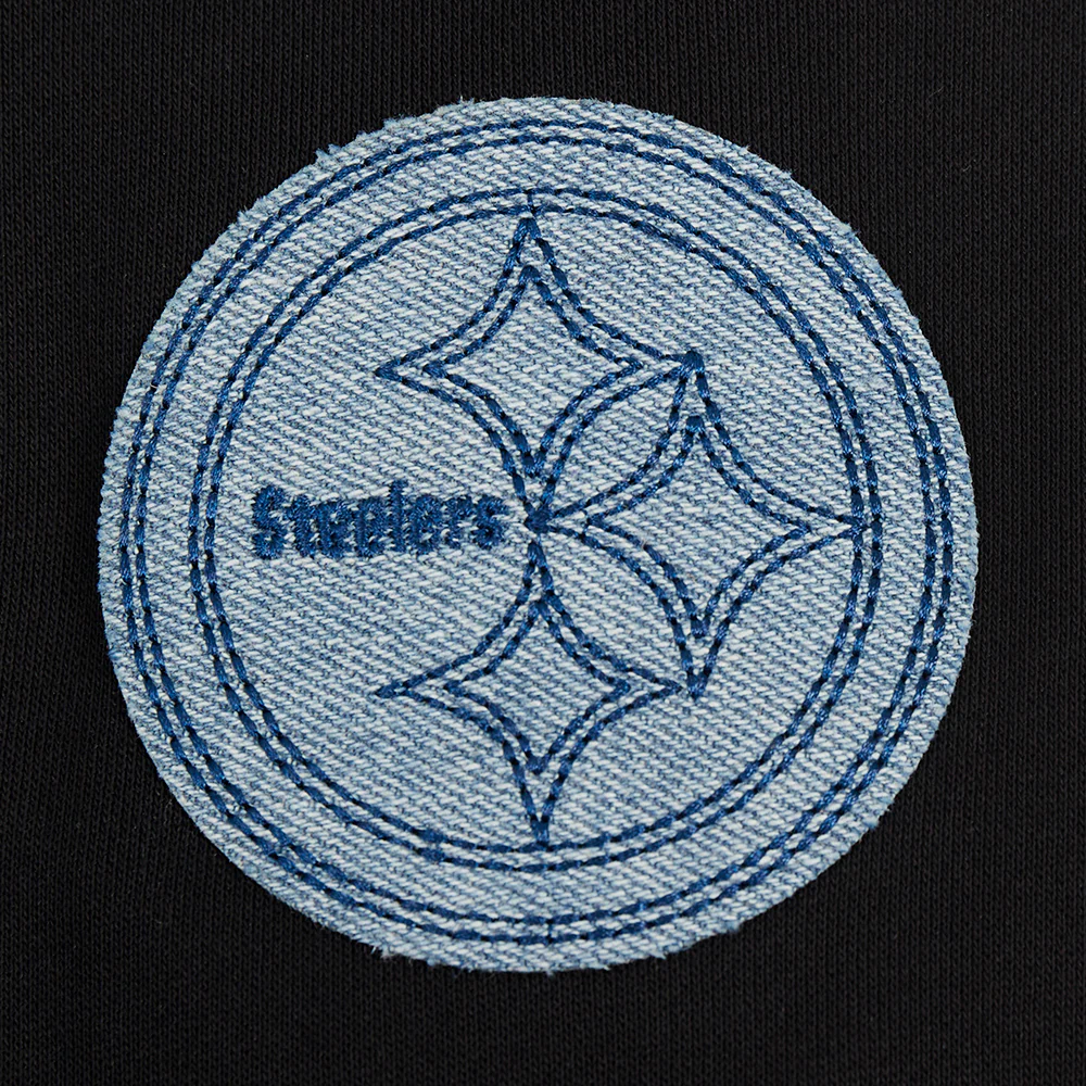NFL PITTSBURGH STEELERS VARSITY BLUES WOMEN'S CREWNECK (BLACK) - Image 7