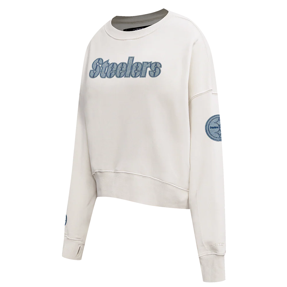 NFL PITTSBURGH STEELERS VARSITY BLUES WOMEN'S CREWNECK (LINEN) - Image 2