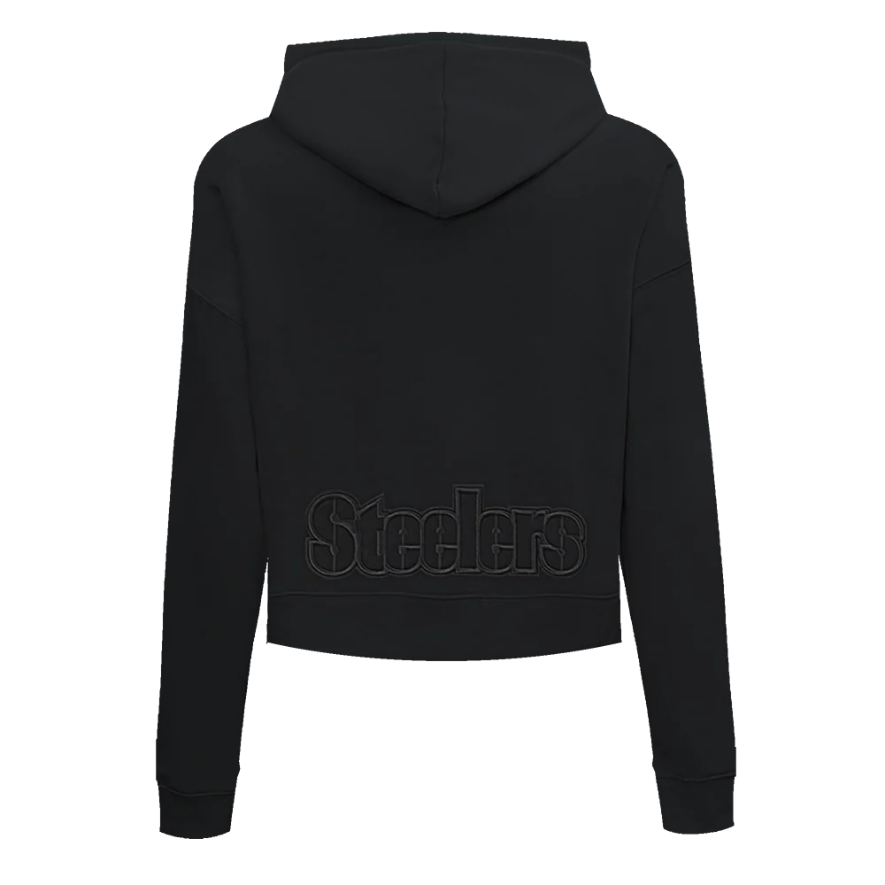 NFL PITTSBURGH STEELERS NEUTRAL CROPPED WOMEN'S PULLOVER HOODIE (BLACK) - Image 3