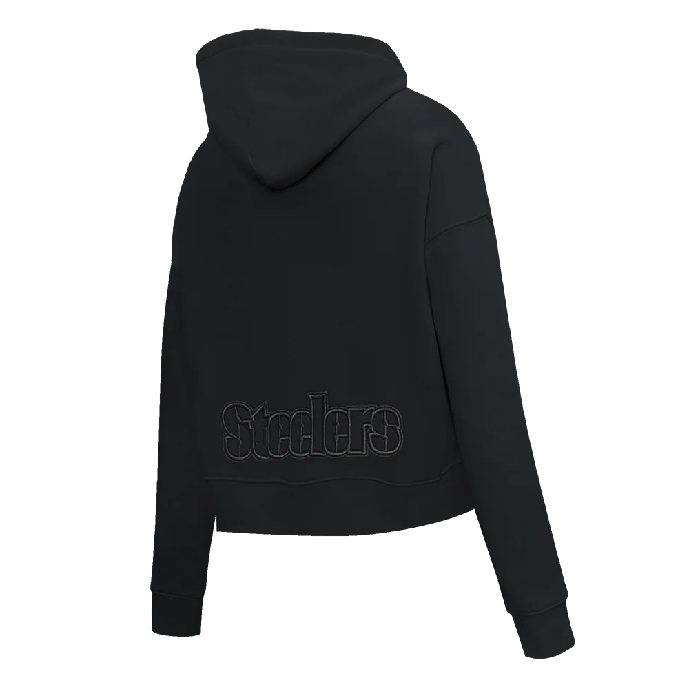 NFL PITTSBURGH STEELERS NEUTRAL CROPPED WOMEN'S PULLOVER HOODIE (BLACK) - Image 4