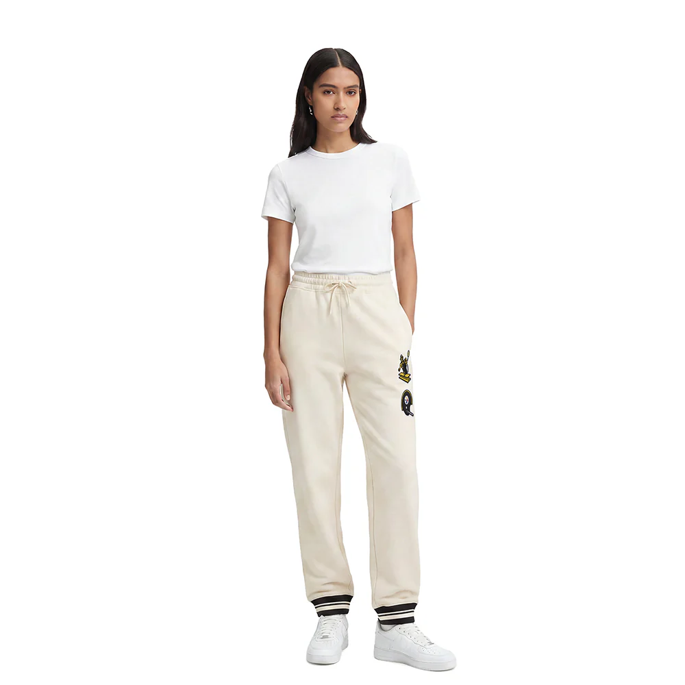 NFL PITTSBURGH STEELERS RETRO CLASSIC WOMEN'S SWEATPANT (EGGSHELL/ BLACK) - Image 3
