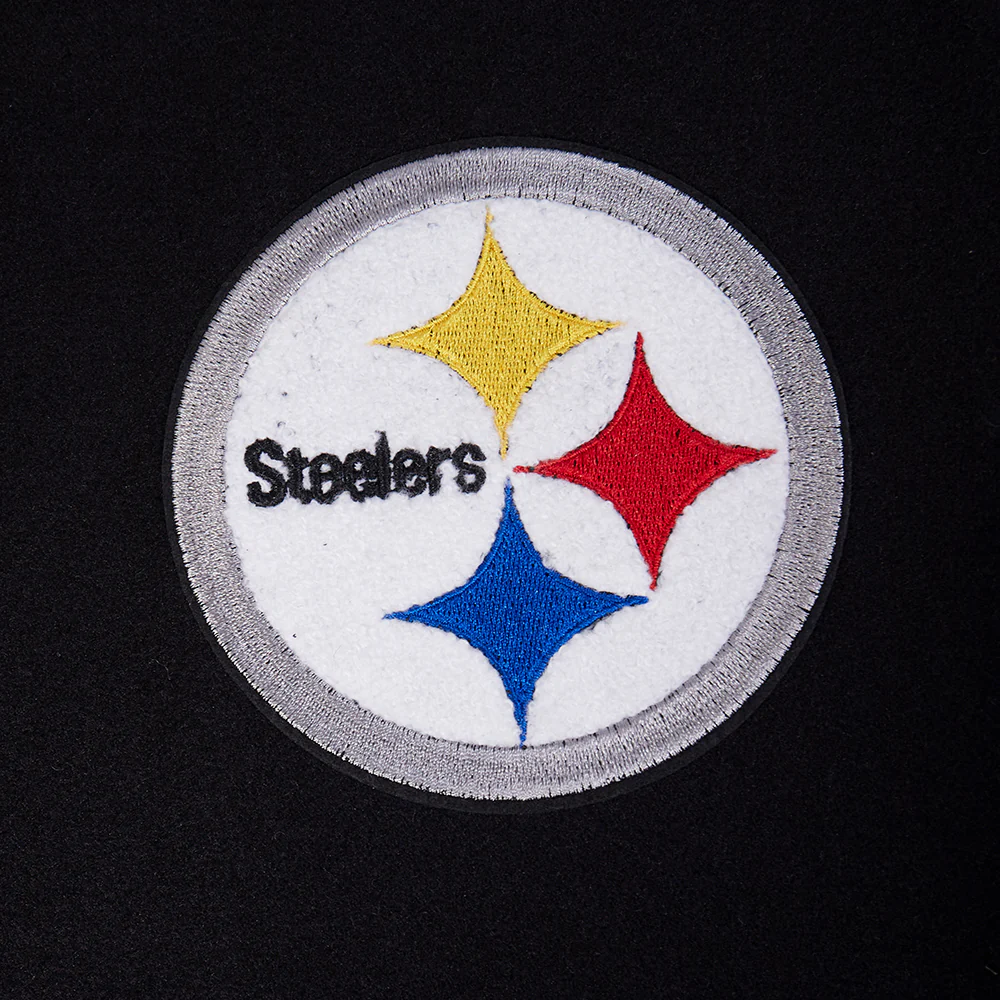 NFL PITTSBURGH STEELERS SCRIPT TAIL WOMEN'S WOOL VARSITY JACKET (BLACK/YELLOW) - Image 8