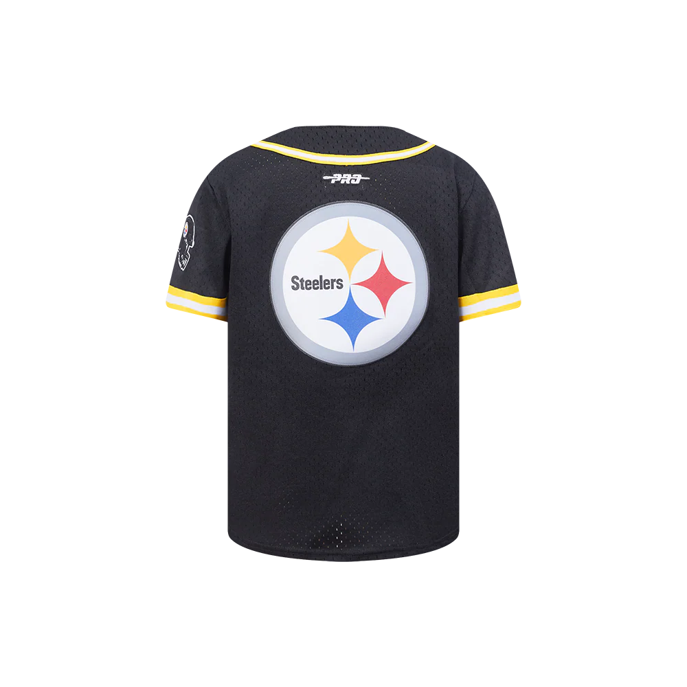 NFL PITTSBURGH STEELERS CLASSIC LITTLE BOYS MESH BUTTON DOWN SHIRT (BLACK/YELLOW) - Image 5