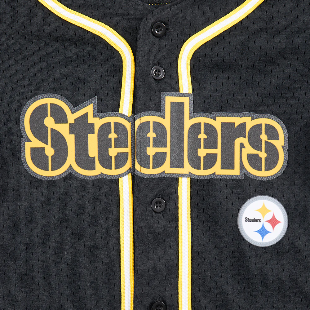 NFL PITTSBURGH STEELERS CLASSIC LITTLE BOYS MESH BUTTON DOWN SHIRT (BLACK/YELLOW) - Image 7