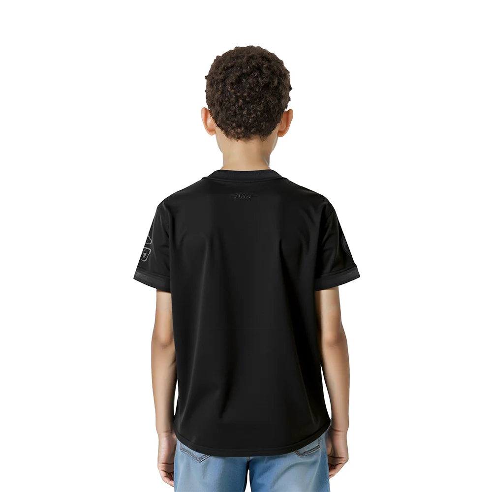 NFL PITTSBURGH STEELERS TRIPLE BLACK LITTLE BOYS SHORT SLEEVE STRIPED RIB TEE (JET BLACK) - Image 2