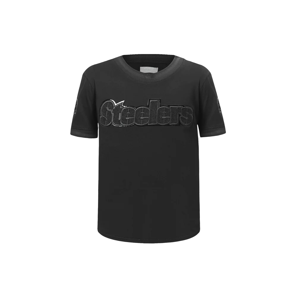NFL PITTSBURGH STEELERS TRIPLE BLACK LITTLE BOYS SHORT SLEEVE STRIPED RIB TEE (JET BLACK) - Image 3