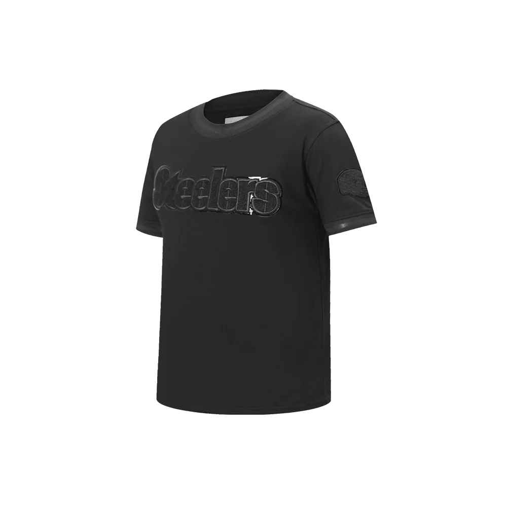 NFL PITTSBURGH STEELERS TRIPLE BLACK LITTLE BOYS SHORT SLEEVE STRIPED RIB TEE (JET BLACK) - Image 5