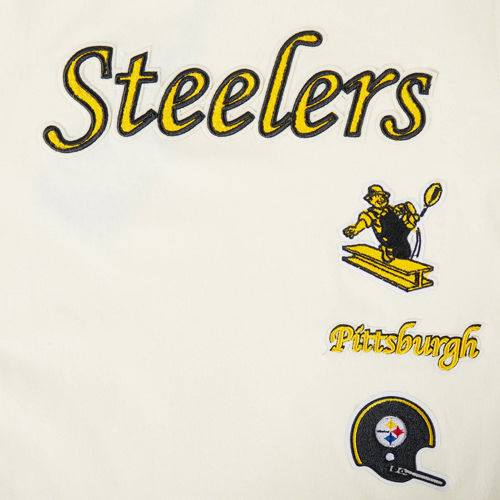 NFL PITTSBURGH STEELERS RETRO CLASSIC LITTLE BOYS SHORT SLEEVE TAPING TEE (EGGSHELL/ BLACK) - Image 5