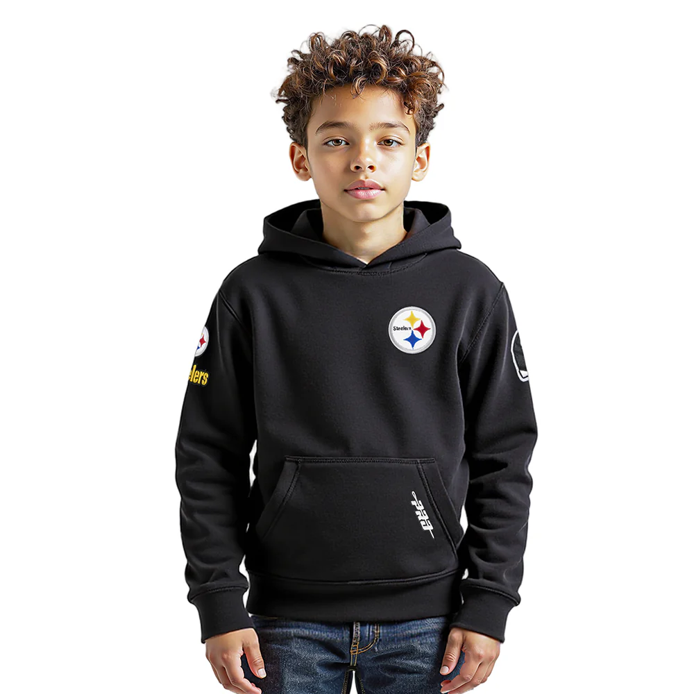 NFL PITTSBURGH STEELERS CLASSIC LITTLE BOYS FLEECE PULLOVER HOODIE (BLACK) - Image 10