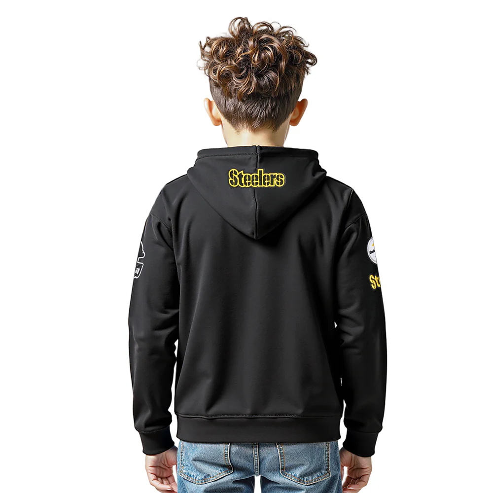NFL PITTSBURGH STEELERS CLASSIC LITTLE BOYS FLEECE PULLOVER HOODIE (BLACK) - Image 11