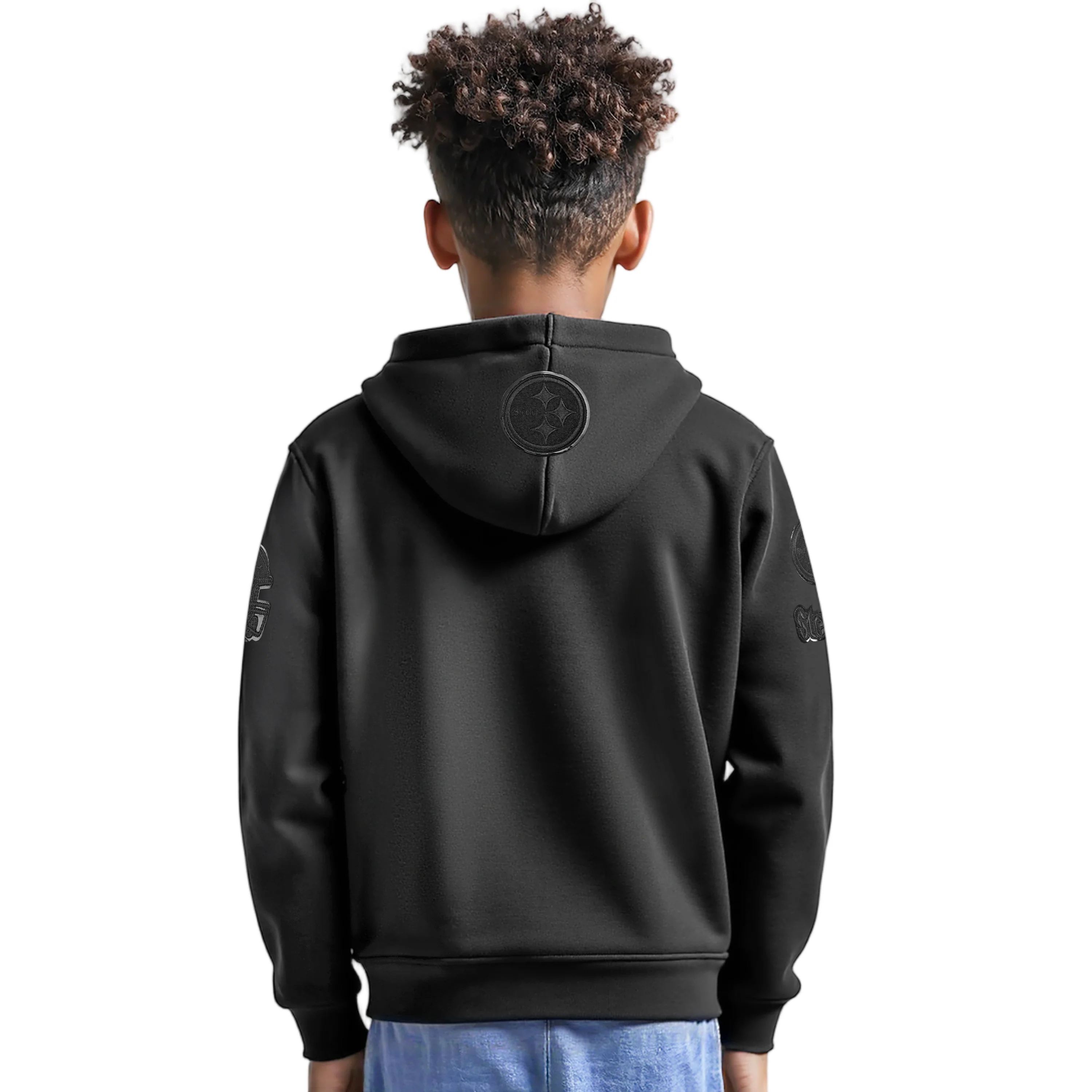 NFL PITTSBURGH STEELERS TRIPLE BLACK LITTLE BOYS FLEECE PULLOVER HOODIE (BLACK) - Image 2