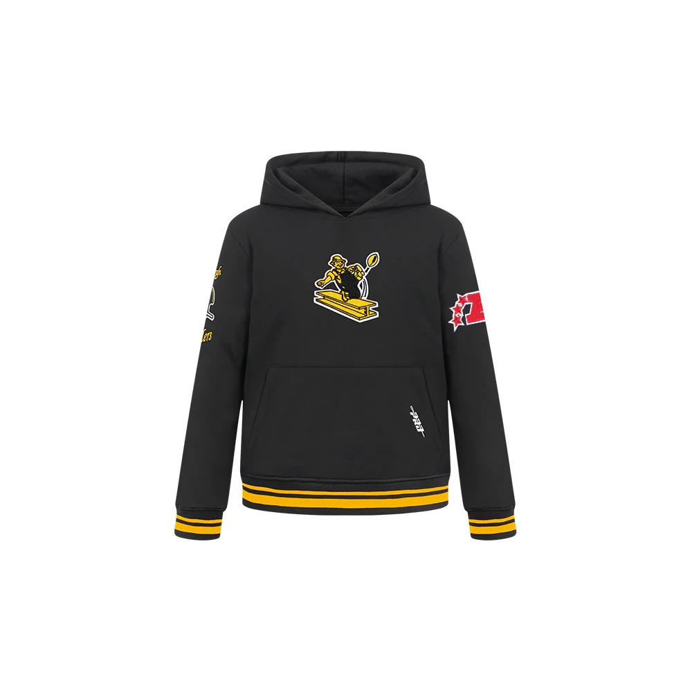 NFL PITTSBURGH STEELERS RETRO CLASSIC LITTLE BOYS RIB FLEECE PULLOVER HOODIE (BLACK/YELLOW) - Image 3