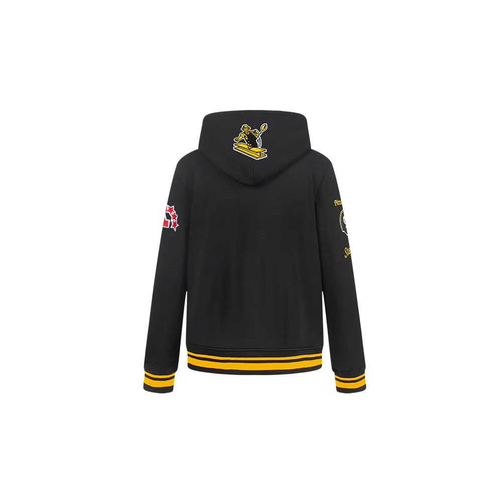 NFL PITTSBURGH STEELERS RETRO CLASSIC LITTLE BOYS RIB FLEECE PULLOVER HOODIE (BLACK/YELLOW) - Image 5