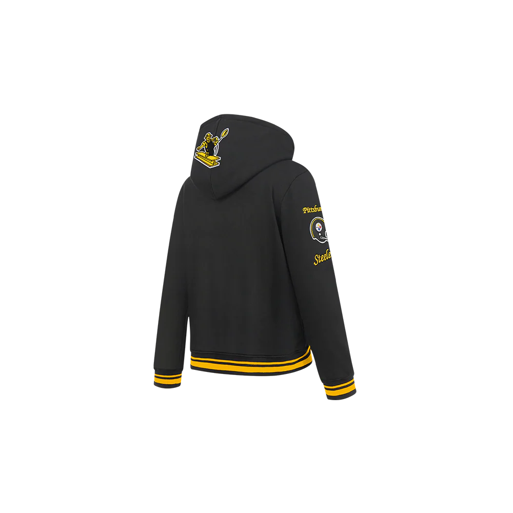 NFL PITTSBURGH STEELERS RETRO CLASSIC LITTLE BOYS RIB FLEECE PULLOVER HOODIE (BLACK/YELLOW) - Image 6