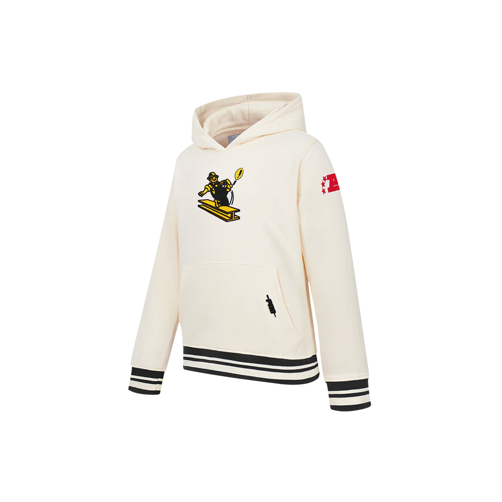 NFL PITTSBURGH STEELERS RETRO CLASSIC LITTLE BOYS RIB FLEECE PULLOVER HOODIE (EGGSHELL/ BLACK) - Image 4