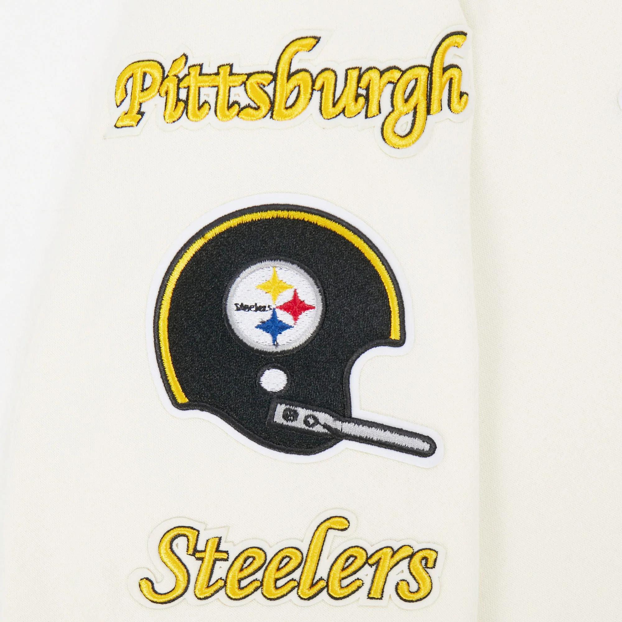 NFL PITTSBURGH STEELERS RETRO CLASSIC LITTLE BOYS RIB FLEECE PULLOVER HOODIE (EGGSHELL/ BLACK) - Image 9