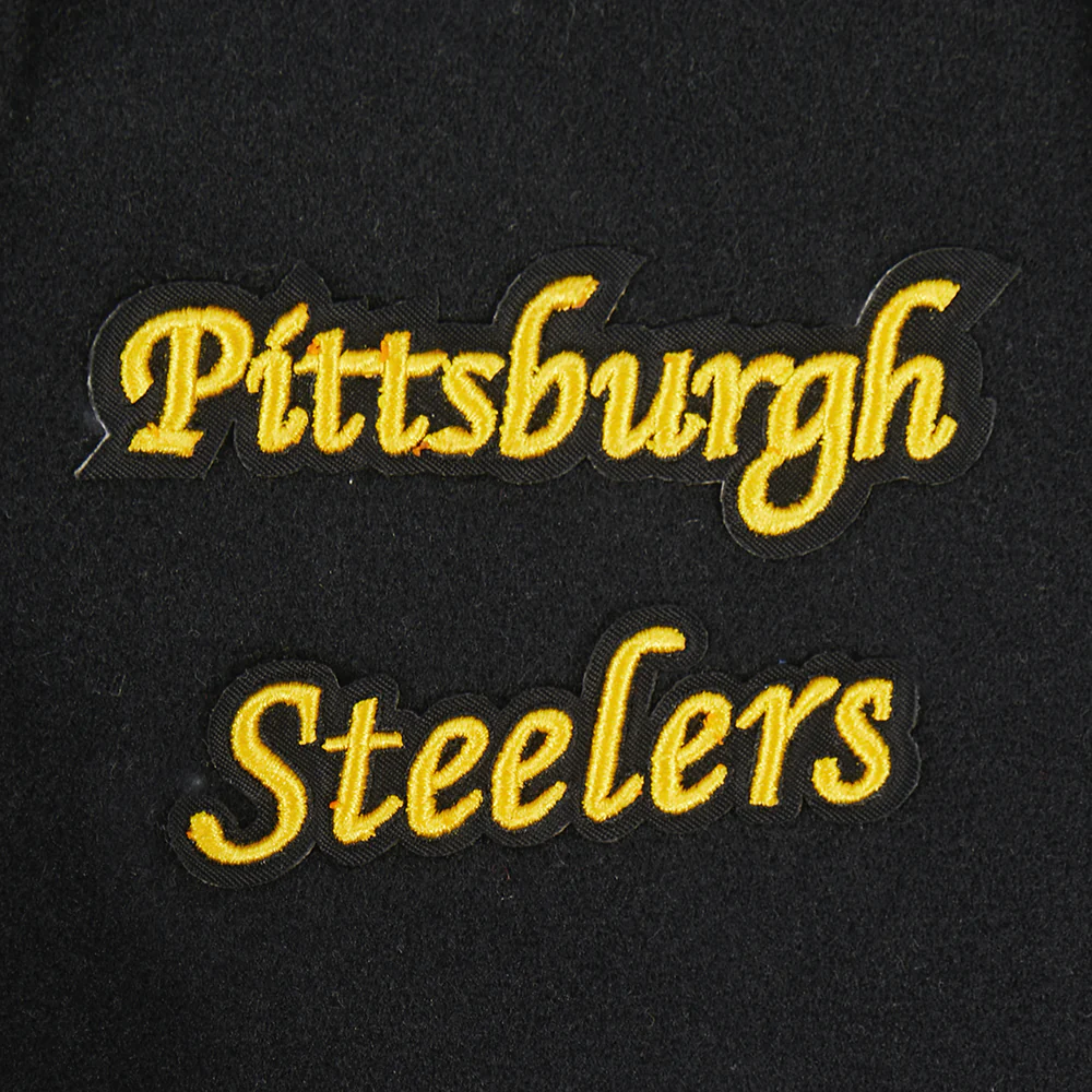 NFL PITTSBURGH STEELERS RETRO CLASSIC LITTLE BOYS RIB WOOL VARSITY JACKET (BLACK/YELLOW) - Image 3