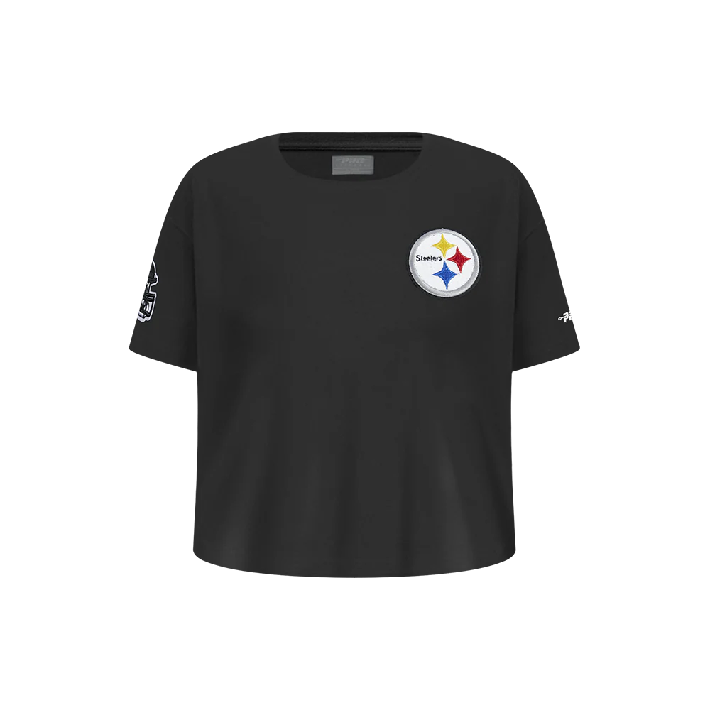 NFL PITTSBURGH STEELERS CLASSIC LITTLE GIRLS SHORT SLEEVE BOXY TEE (BLACK)