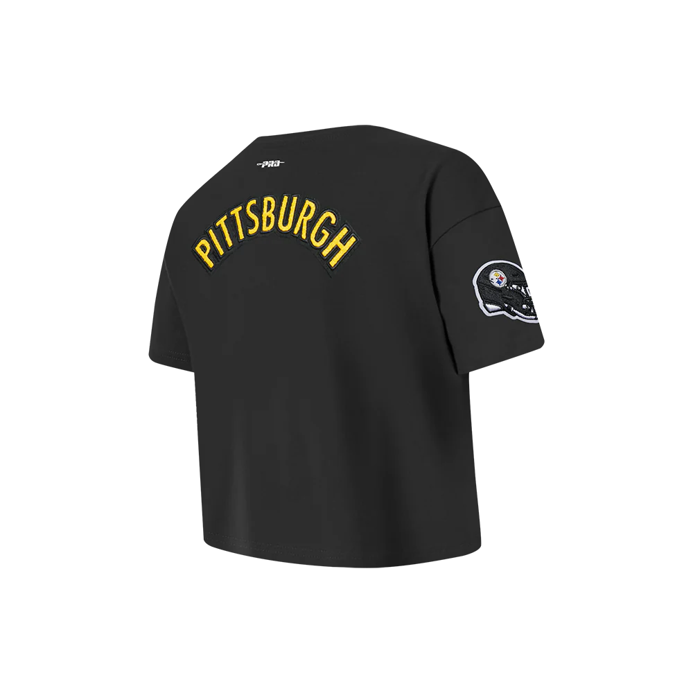 NFL PITTSBURGH STEELERS CLASSIC LITTLE GIRLS SHORT SLEEVE BOXY TEE (BLACK) - Image 4