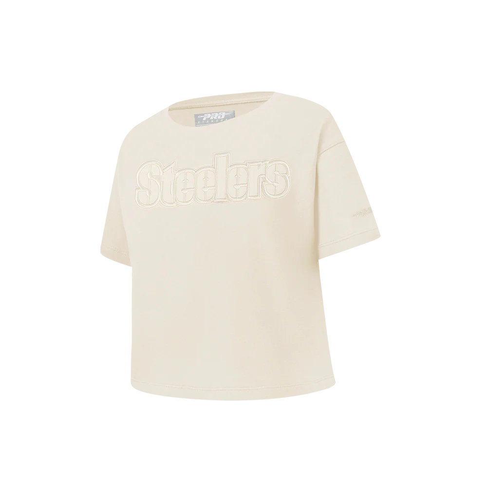 NFL PITTSBURGH STEELERS NEUTRAL LITTLE GIRLS SHORT SLEEVE BOXY TEE (EGGSHELL) - Image 2